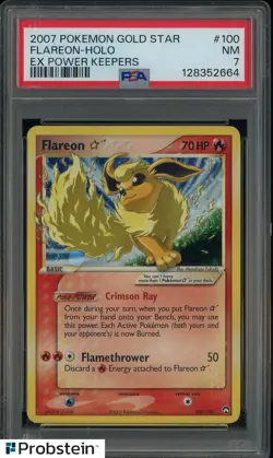 PSA 7 FLAREON GOLD STAR HOLO EX POWER KEEPERS 2007 POKEMON #100 - Image 1