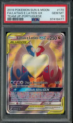2019 Pokemon SM PORTUGUESE Team UP #170 FA Latias E Latios GX PSA 10 GEM MINT - Image 1