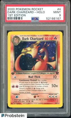 2000 Pokemon Rocket 1st Edition #4 Dark Charizard - Holo PSA 9 MINT - Image 1