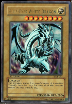 Yu-Gi-Oh Blue-Eyes White Dragon LOB-001 Ultra Rare Wavy Print 1st Edition - Image 1