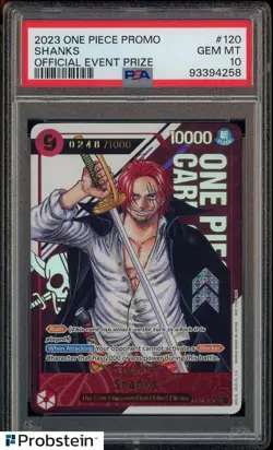 2023 One Piece Promo Official Event Prize Serialized #120 Shanks PSA 10 GEM MINT - Image 1