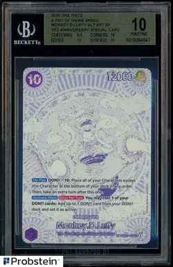 2025 ONE PIECE EN MONKEY D LUFFY 3RD ANNIVERSARY SILVER OP05-119 BGS 10 PRISTINE - Image 1