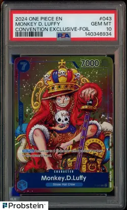2024 One Piece EN Convention Exclusive Foil #043 Monkey D. Luffy PSA 10 GEM MINT - Image 1