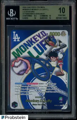 2025 One Piece Promo Dodgers Attendance Giveaway Monkey D. Luffy BGS 10 PRISTINE - Image 1
