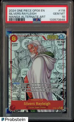2024 One Piece OP08 EN Manga Alternate Art #118 Silvers Rayleigh PSA 10 GEM MINT - Image 1