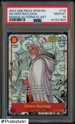 2024 One Piece OP08 Manga Alternate Art #118 Silvers Rayleigh PSA 10 GEM MINT - Image 1
