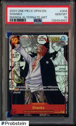 2024 One Piece OP09 En Manga Alternate Art #004 Shanks PSA 10 GEM MINT - Image 1