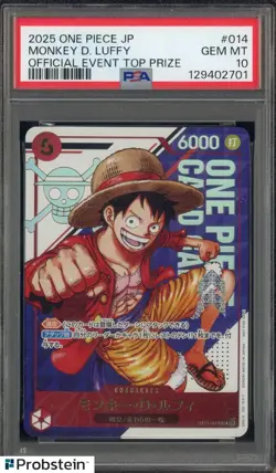 2025 ONE PIECE JPN PROMOS OFFICIAL EVENT TOP PRIZE #014 MONKEY D. LUFFY PSA 10 - Image 1