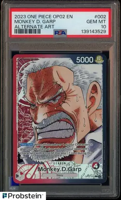 2023 One Piece OP02 EN Alternate Art Monkey D Garp Pre Errata PSA 10 GEM MINT - Image 1