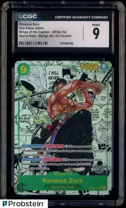 2024 One Piece OP-06 Manga Alternate Art #118 Roronoa Zoro CGC 9 MINT - Image 1