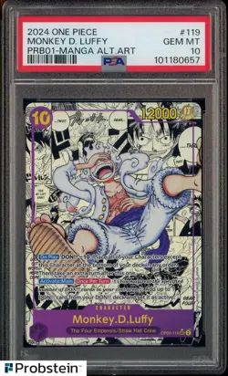 2024 One Piece PRB01 EN PRB01 Manga Alternate Art #119 Monkey D. Luffy PSA 10 - Image 1