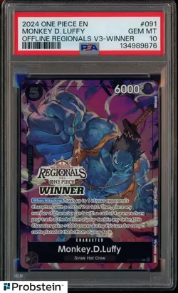 2024 One Piece Offline Regionals V3 Winner #091 Monkey D. Luffy PSA 10 GEM MINT - Image 1
