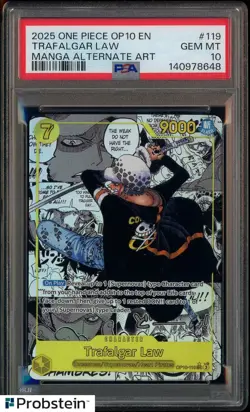 2025 One Piece OP10 EN Manga Alternate Art #119 Trafalgar Law PSA 10 GEM MINT - Image 1