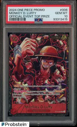 Monkey D. Luffy One Piece Official Regional Event Top 8 Prize EN 006 PSA 10 - Image 1