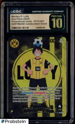 2025 One Piece BVB Dortmund Collab Promo Monkey D. Luffy CGC 10 PRISTINE - Image 1