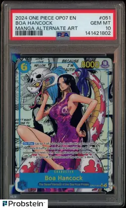2024 One Piece OP07 Manga Alternate Art #051 Boa Hancock PSA 10 GEM MINT - Image 1