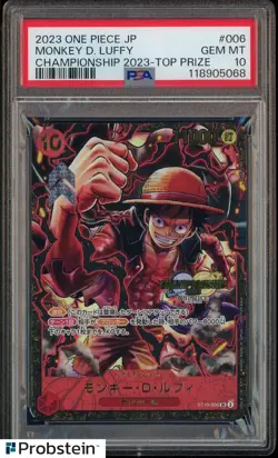 2023 One Piece JPN Championship Top Prize #006 Monkey D. Luffy PSA 10 GEM MINT - Image 1