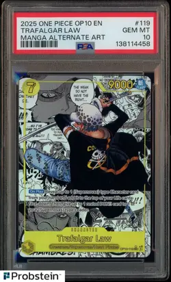 2025 One Piece OP10 EN Manga Alternate Art #119 Trafalgar Law PSA 10 GEM MINT - Image 1