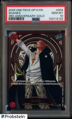 One Piece TCG Shanks Gold Foil Aniversary OP13 PSA 10 - Image 1
