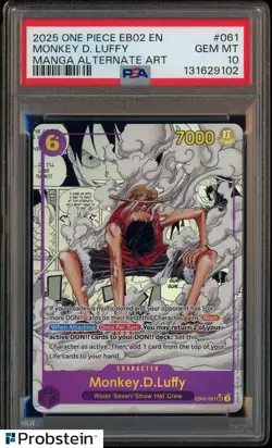 2025 One Piece EB02 En Manga Alternate Art #061 Monkey D. Luffy PSA 10 GEM MINT - Image 4
