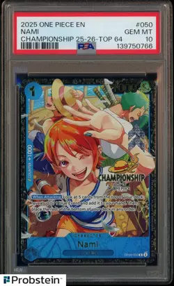 2025 One Piece EN Championship Top 64 #050 Nami PSA 10 GEM MINT - Image 1