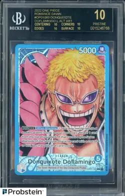 2022 One Piece Romance Dawn Alt Art Donquixote Doflamingo BGS 10 BLACK LABEL - Image 1