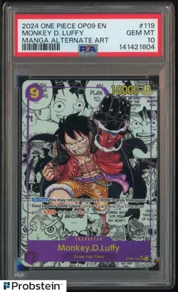 2024 One Piece OP09 En Manga Alternate Art #119 Monkey D. Luffy PSA 10 GEM MINT - Image 1