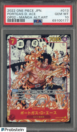 2023 One Piece OP02 JPN Manga Alternate Art #013 Portgas D. Ace PSA 10 GEM MINT - Image 1