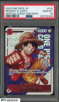 2025 ONE PIECE JPN PROMOS OFFICIAL EVENT TOP PRIZE #014 MONKEY D. LUFFY PSA 10 - Image 1