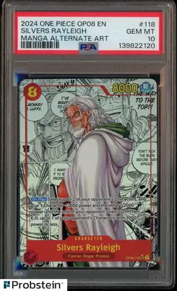 2024 One Piece OP08 EN Manga Alternate Art #118 Silvers Rayleigh PSA 10 GEM MINT - Image 1