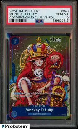 2024 One Piece EN Convention Foil #043 Monkey D Luffy PSA 10 GEM MINT - Image 1