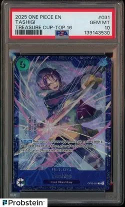 2025 One Piece EN Treasure Cup Top 16 #031 Tashigi PSA 10 GEM MINT - Image 1