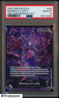 2025 One Piece EN 2nd Anniversary Set #061 Monkey D. Luffy PSA 10 GEM MINT - Image 1
