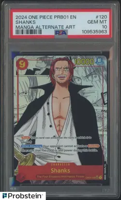 2024 One Piece PRB01 EN Manga Alternate Art #120 Shanks PSA 10 GEM MINT - Image 1
