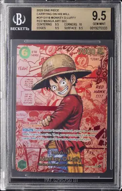 2025 ONE PIECE CARRYING ON HIS WILL RED MANGA ALT ART MONKEY D. LUFFY BGS 9.5 - Image 1