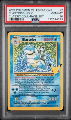 2021 POKEMON CELEBRATIONS CLASSIC COLL #2 BLASTOISE-HOLO PSA 10 - Image 1