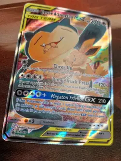 Pokemon Eevee & Snorlax GX Tag Team Promo Card Black Star Full Art #SM169 NM - Image 3