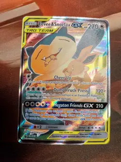 Pokemon Eevee & Snorlax GX Tag Team Promo Card Black Star Full Art #SM169 NM - Image 4