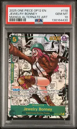 2025 ONE PIECE OP12 118 JEWELRY BONNEY MANGA LEGACY OF THE MASTER PSA 10 - Image 1