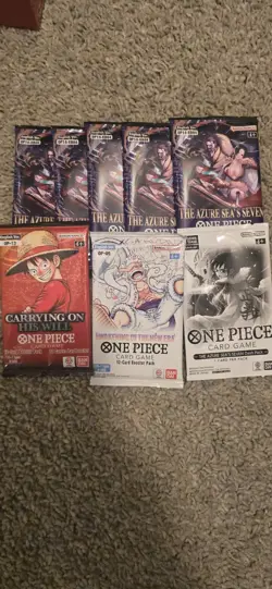 One Piece - 7x Sealed Booster Card Pack OP05 (1) OP13 (1) OP14 (5) + Dash Pack - Image 1