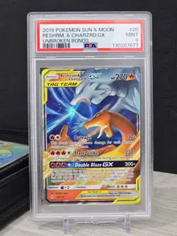 Pokemon Card Reshiram & Charizard GX Holo Card 20/214 Unbroken Bonds 2019 PSA 9 - Image 3