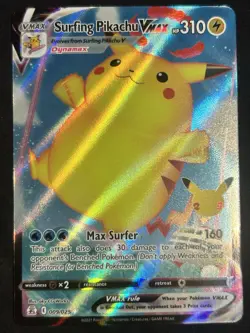 Surfing Pikachu VMAX 009/025 NM Celebrations Ultra Rare Holo Pokemon TCG Card - Image 1