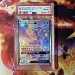 2019 Pokemon Sun & Moon Reshiram #sv51 Hidden Fates GX Shiny Full Art PSA 10 Gem - Image 1