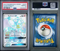 2019 Pokemon Sun & Moon Reshiram #sv51 Hidden Fates GX Shiny Full Art PSA 10 Gem - Image 5
