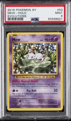 2016 POKEMON XY EVOLUTIONS #53 MEW-HOLO PSA 9 - Image 1