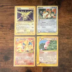 Pokemon TCG Card Lot Zapdos Meowth Charizard Blissey 4 Cards - Image 1
