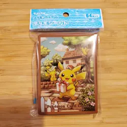 Japanese Pokemon Center Pikachu Gift Present Deck Shield Card Sleeves 64 counts - Image 1