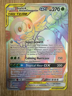 Rowlet Alolan Exeggutor 237/236 - Unified Minds Rainbow Tag Team GX Pokemon LP - Image 1