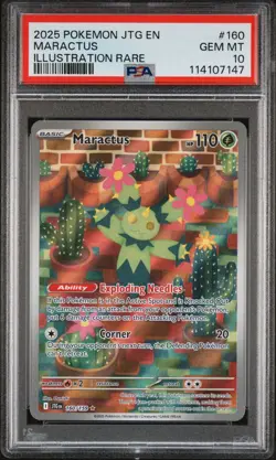 2025 POKEMON JOURNEY TOGETHER JTG EN #160/159 MARACTUS ILLUSTRATION RARE PSA 10 - Image 1