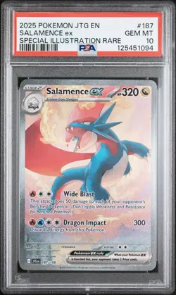 2025 POKEMON JTG EN- #187 SALAMENCE EX SPECIAL ILLUSTRATION RARE PSA 10 - Image 1